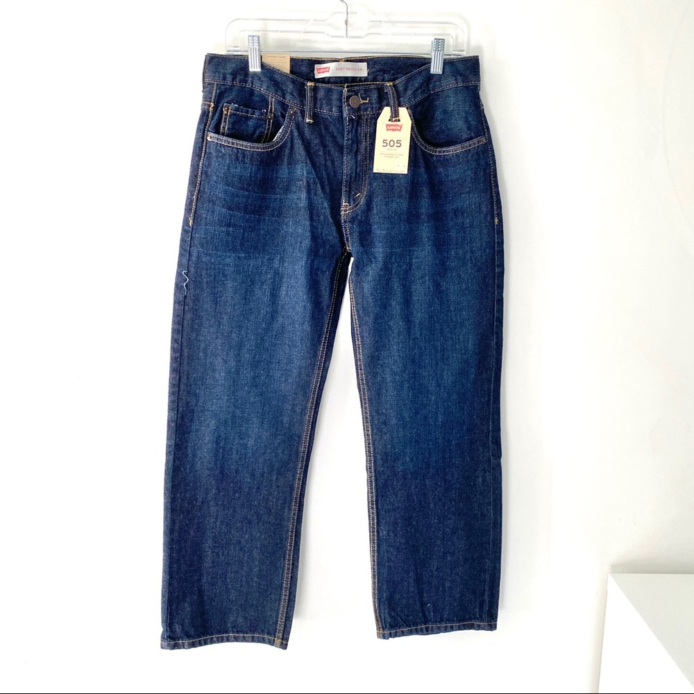 NWT Levis 505 Straight Leg Regular Denim Jeans Youth Boys 14 Husky Size 33X28